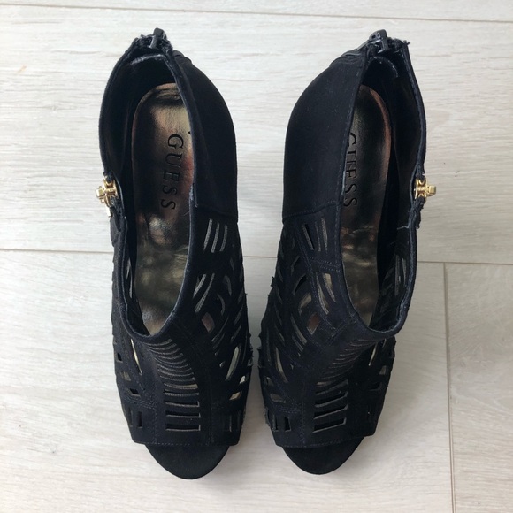 Guess Black Suede Open Toe Heels - Picture 2 of 5